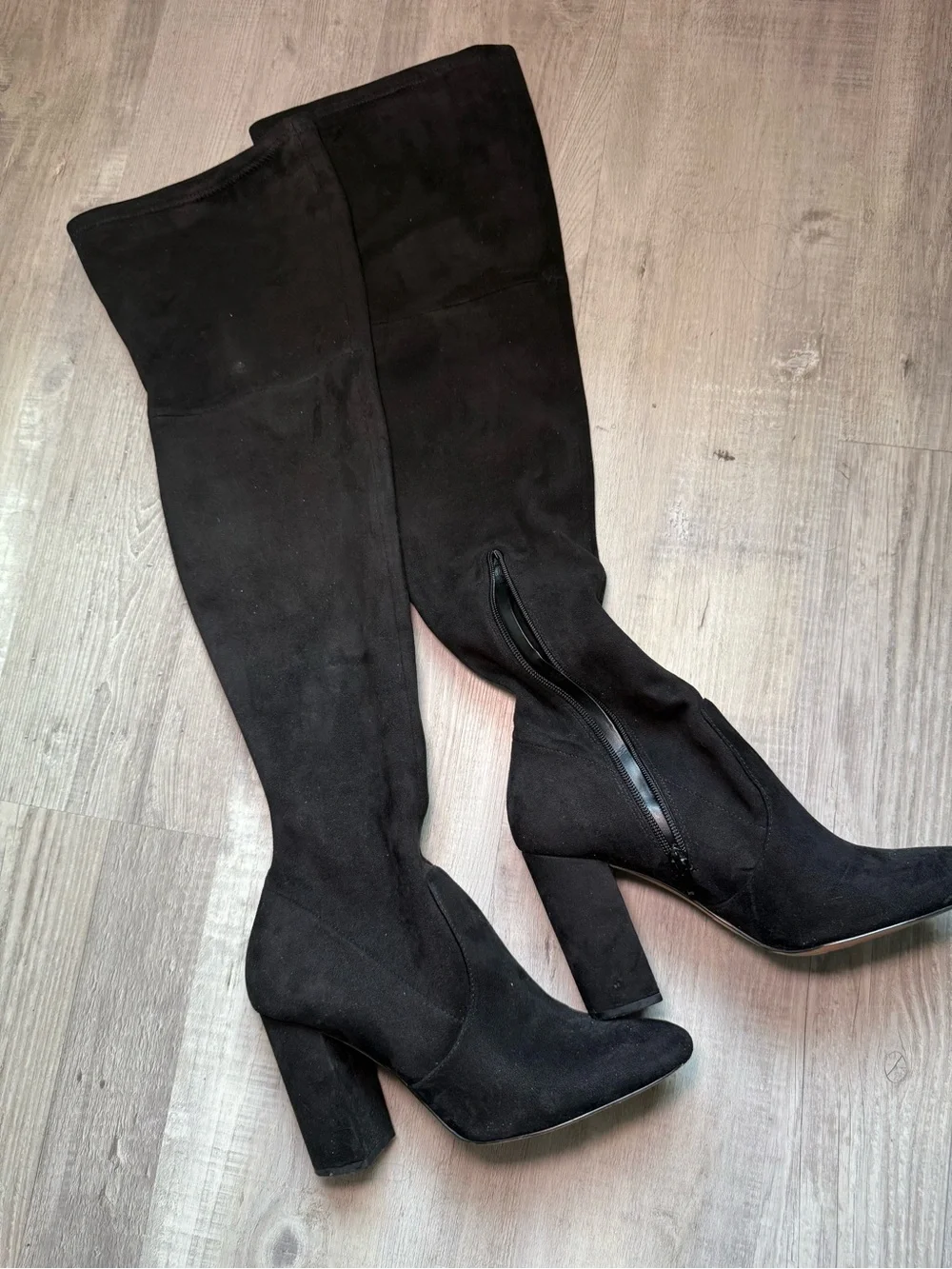 Women's Over-the-Knee Black Stretch Block Heel Boots